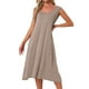 thumbnail image 1 of Camisón de algodón para mujer sin mangas, vestido largo de tanque, chemise de escote redondo, pijamas de salón, camiseta de noche M Beige, 1 of 6