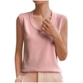 thumbnail image 2 of Zynviq Sleeveless Womens Tank Top Knitted Scoop Neck Solid Color Polyester Relaxed Fit Sweater Vest Ladies Tee Tops S, 2 of 5