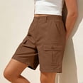thumbnail image 6 of Inglocry Bermuda Shorts for Women Cargo Shorts Knee Length 6 Pockets Elastic Waist Long Shorts for Summer Casual Coffee XL, 6 of 7