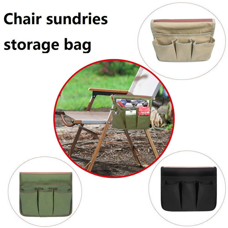 Fosen Camping Chair Armrest Storage Bag Canvas Folding Chair Organizer Side Pocket Pouch Bag for Outdoor Camping/Picnic/Fishing Bag, Army Green, Men's