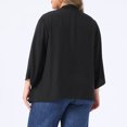 thumbnail image 3 of GRACE & GRANDEUR Women's Plus Size Cardigan Waterfall Style 3/4 Sleeve Shrug Irregular Hem Lightweight Open Front Cardigans 3X Black, 3 of 6