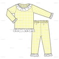 thumbnail image 3 of Conjunto de pijama para niños, pijamas de punto a juego, pijamas de Pascua con volantes a cuadros de verano, ropa de dormir para bebés y niños, 3 of 4