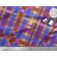 thumbnail image 3 of Soimoi Brown Heavy Satin Fabric Check Check Print Sewing Fabric Yard 54 Inch Wide, 3 of 3