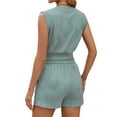 thumbnail image 5 of SLADYGLO Women Irregular Textured Crew Neck Sleeveless Cropped Top Pockets Shorts Suits, 5 of 7