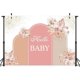 thumbnail image 3 of Fondo de baby shower personalizado en rosa empolvado, decoraciones bohemias para baby shower, pancarta floral con diseño de pampas en marrón ruborizado, fondo de fotografía para niños y niñas,, 3 of 8