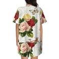 thumbnail image 3 of Bingfone Vintage Bike Flower Butterfly Print Pajamas Sets for Women Soft Short-Sleeved Pjs with Lounge Shorts Two Piece Sleepwear, 3 of 8