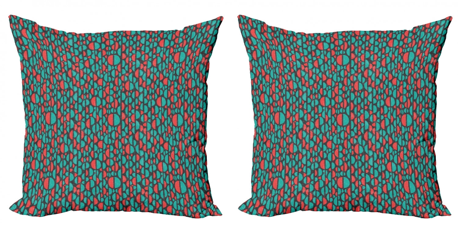 Ambesonne Abstract Pillow Covers 2-Pack - Geometric Purple White Grey Design, 18x18 Inches