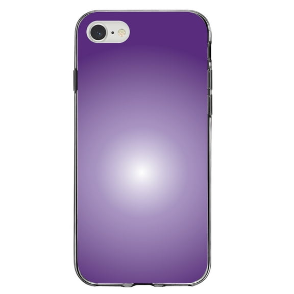 DistinctInk Clear Shockproof Hybrid Case for iPhone 7 8 SE (2020 Model) 4.7" Screen TPU Bumper Acrylic Back Tempered Glass Screen Protector - Purple White Gradient Burst