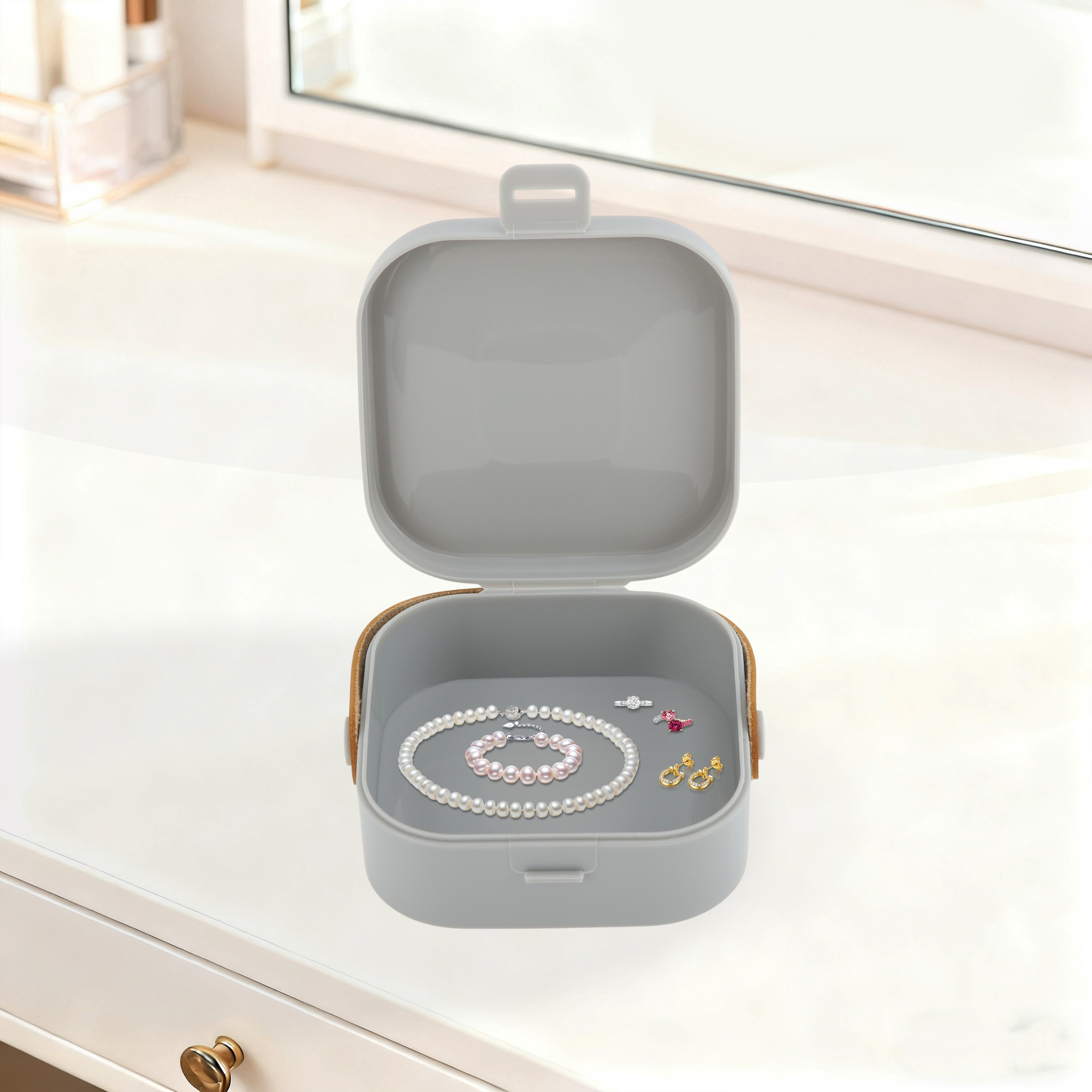 Unique Bargains Multi-Function Jewelry Box Jewelry Organizer Space Gray