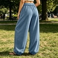 thumbnail image 5 of cocolona Womens Corduroy Lounge Pants Elastic Waist Drawstring Wide Leg Travel Street Pants with Pockets, 5 of 5