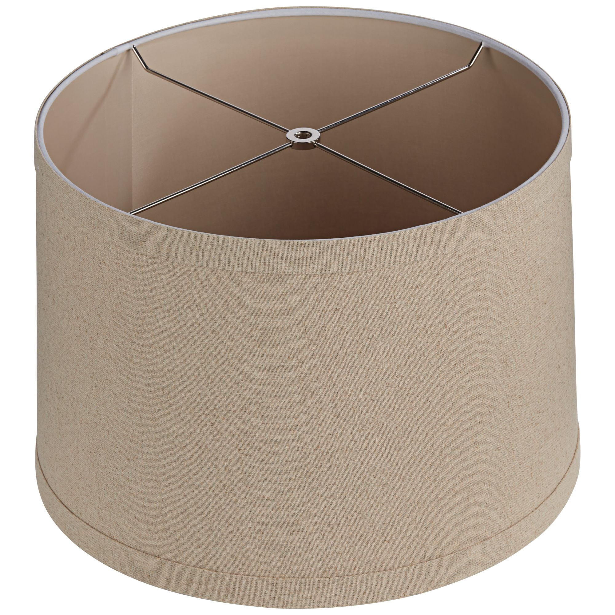 Springcrest Set of 2 Natural Linen Medium Drum Lamp Shades 15" Top x 16" Bottom x 11" High (Spider) Replacement with Harp
