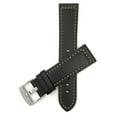 thumbnail image 1 of Leather Watch Strap Band, Racer, 22mm Black with Colored Stitching, Stainless Steel Buckle, 1 of 8