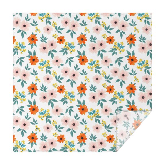 Pioneer Flower Floral Print Pattern Square Tablecloth, Waterproof Wipeable Spillproof Washable Table Cover for Home Kitchen Party and Daily Decor 60"x60"