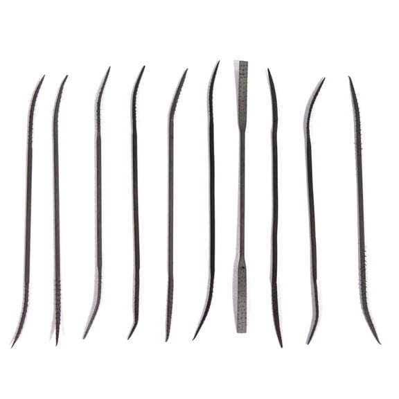 ToolTreaux 10pc Double Ended Fine Cut Riffler File Set for Metal Jewelry Work