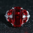 thumbnail image 3 of Luxury 925 Sterling Silver Womens Ring Shiny Rectangle Red gem Princess Ring Fashion Horse Eye Ruby Ring Eternity Propose Engagement Wedding Band AAA Zircon Promise Ring Birthday Gift, 3 of 5