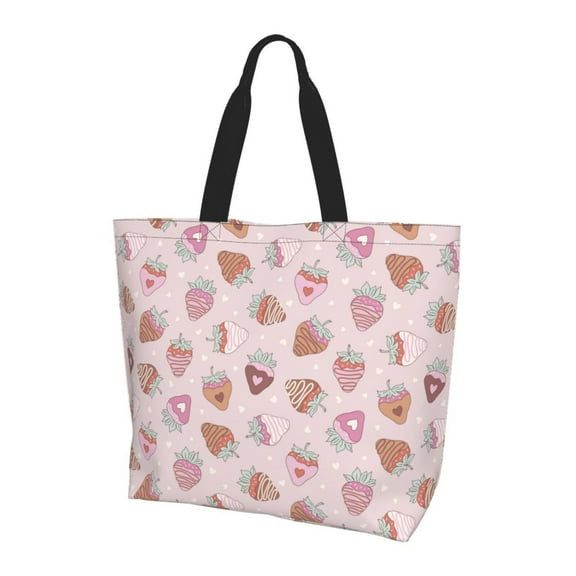 Yiaed Strawberry Cake Print Handbag for Women Tote Purse Shoulder Bag Large Fashion Hobo Purse Handbag Shopping Tote