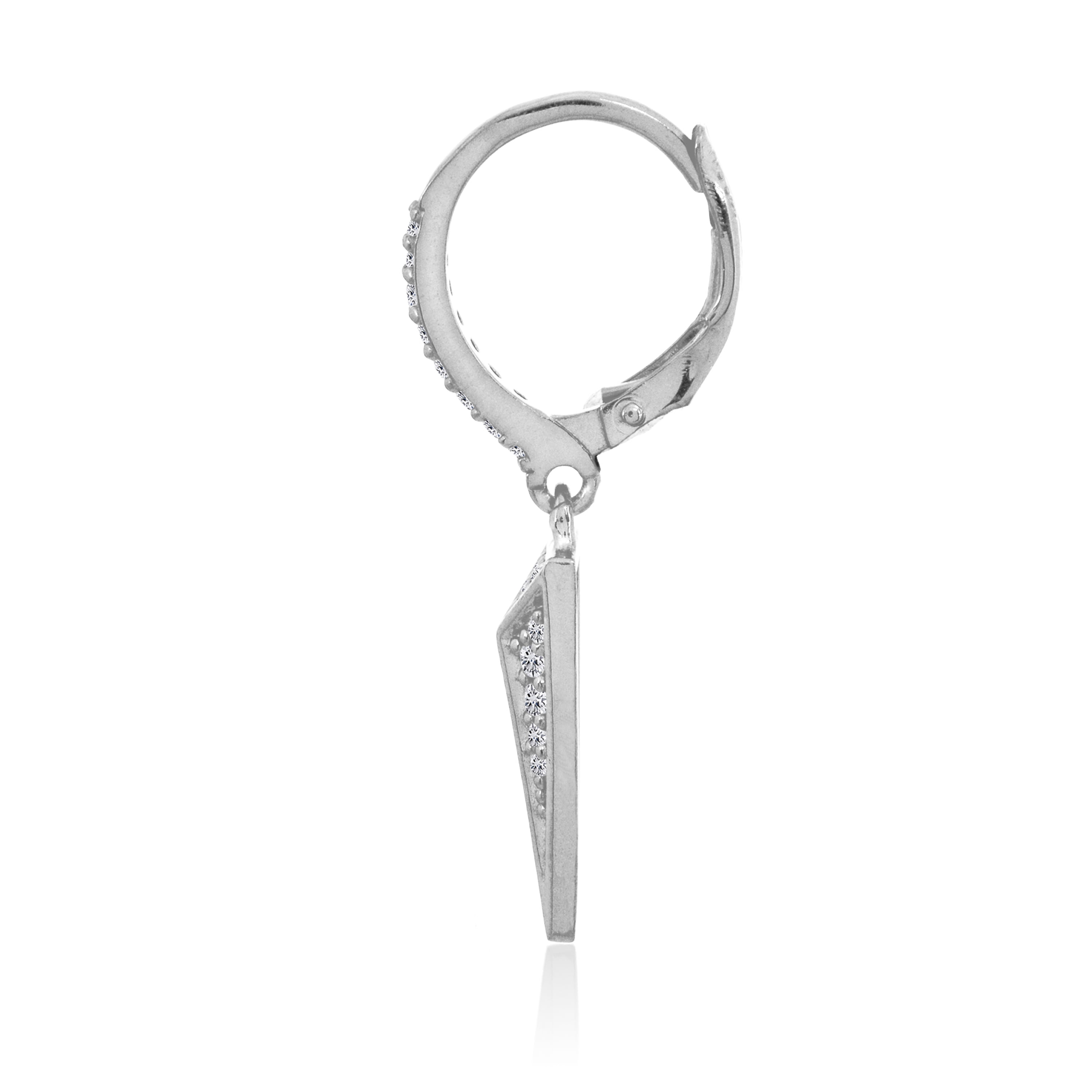 Sterling Silver Triangle Cubic Zirconia Drop Dangle Leverback Earrings
