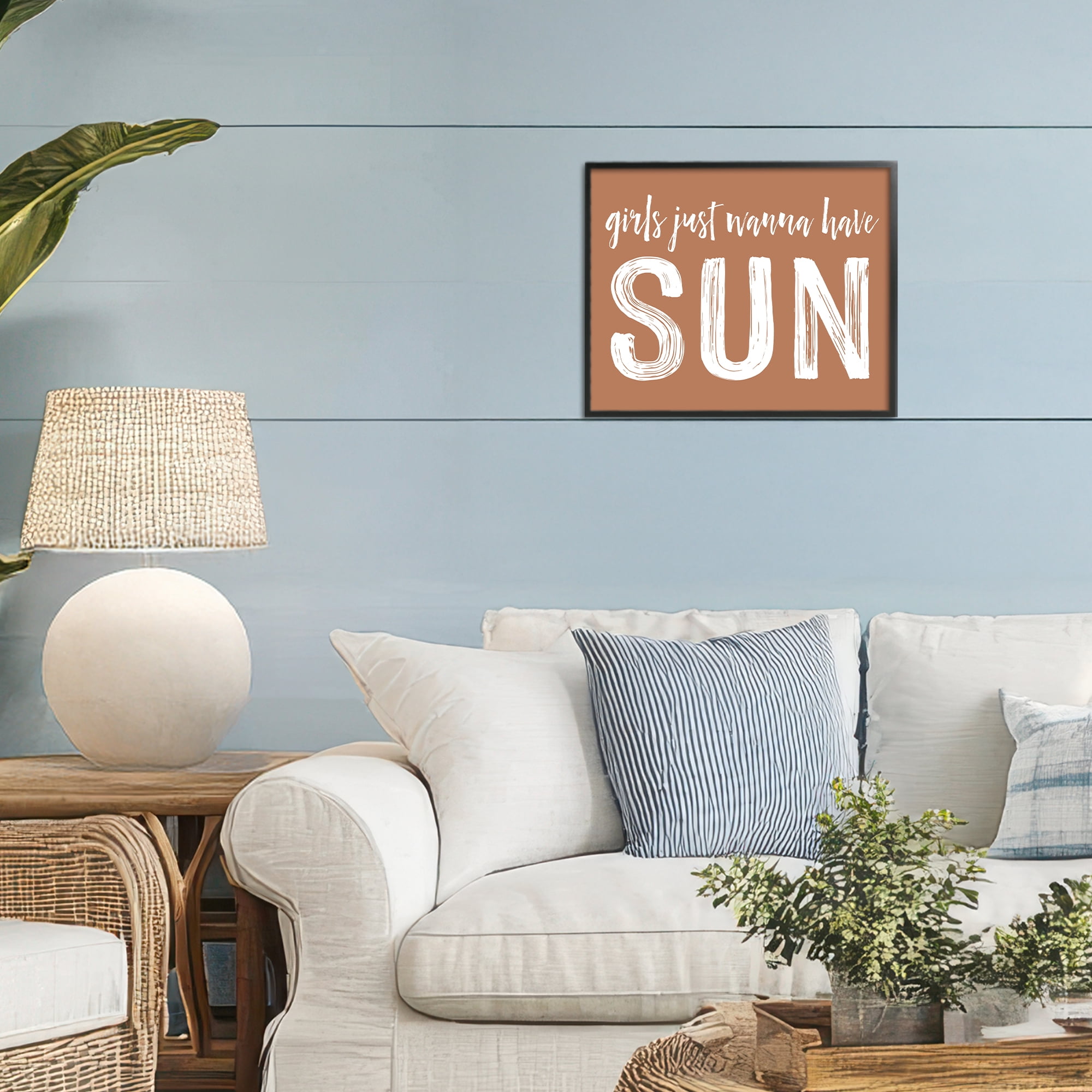 Girls Wanna Have Sun Brown Black Framed Giclee Art, design by Lettered and Lined