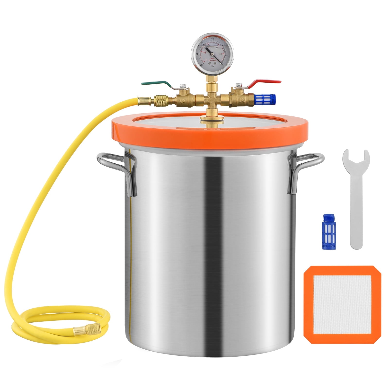 SKYSHALO 3 Gallon Degassing Chamber with Reinforced Tempered Glass Top, Crafted from 304 Stainless Steel, Ideal for Wood Stabilization, Resin, Silicone, and Plaster Degassing Processes
