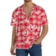 thumbnail image 1 of Balery valentine day with heart Camisa Casual de Manga Corta con Botones para Hombre, Texturizada, Estilo Cubano, para Playa, Verano-Medium, 1 of 5