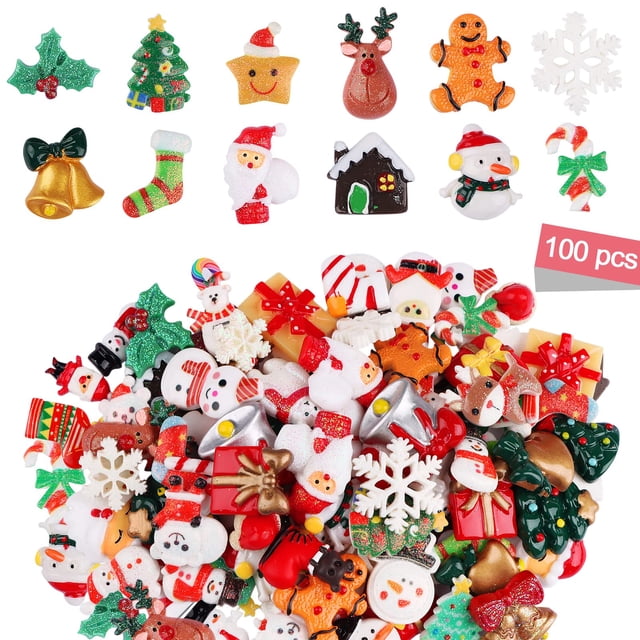 Juego de 100 abalorios navideños de resina Kalolary para bricolaje