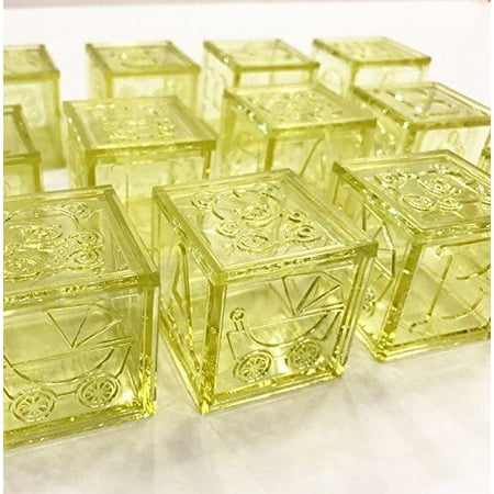- 24 Fillable Blocks Baby Shower Favors Blue Pink Party Decorations Girl Boy Cubes