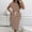 Brown, variant on YLOMAY Womens Summer Maxi Dress Casual Crewneck Short Sleeve Striped Split Beach Dress with Drawstring Loose Fit Weekend White XL