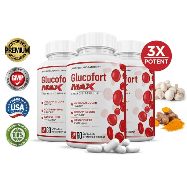 (3 Pack) Glucofort Max 1295MG Formula All Natural Blood Pressure Sugar