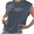 thumbnail image 2 of Xunlbb Womens Tops Womens Plus Size Shirts Tops Women's Casual Solid Color Loose Sleeveless T-shirt Top, S-2XL, 2 of 6