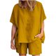 thumbnail image 2 of Puntoco Mujer Casual Verano Cuello Redondo Manga Corta Tops y Pantalones Cortos Dos Conjuntos Traje Liquidación Puntoco Puntoco-6242, 2 of 6