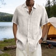 thumbnail image 6 of Yifymode Mens Short Sleeve Shirts Button Down Casual Summer Beach Vacation Lightweight Textured Pocket Dress Shirt Tops,White L, 6 of 8