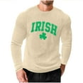 thumbnail image 3 of VBTAPA 2026 St. Patrick's Day Shirt for Men Irish Shamrock Printed Long Sleeve Waffle Shirts Casual Loose Fit Tops Lucky Clover Tops Khaki XXXXL, 3 of 6