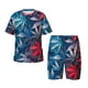 thumbnail image 1 of Fotbe Red And Blue Leaves Pijama Estampada de 2 Piezas para Niños – Ropa de Dormir de Manga Corta Cómoda para Niños y Niñas, Camiseta y Shorts de Algodón-3X-Large, 1 of 6