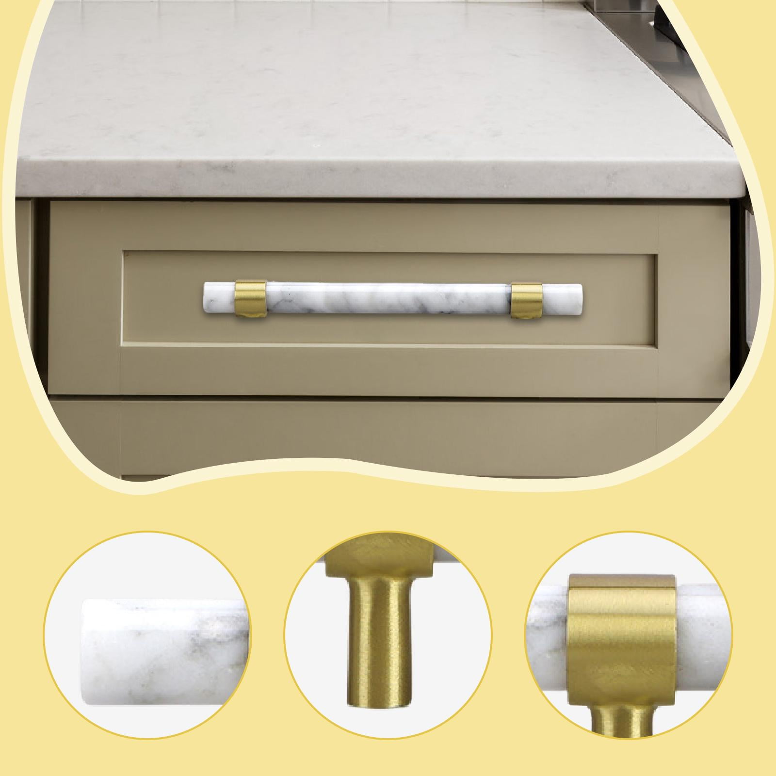 Drawer Handle Cabinet Pull Marble Bar Elegant Brass Construction for Kitchen Bathroom Dresser Furniture
