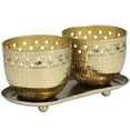 thumbnail image 6 of CosmoLiving by Cosmopolitan 2 Holder Gold Metal Jasmine Scented Cutout Spotted 7 oz 1 Wick Candle with White Wax, (Set of 2), 6 of 8