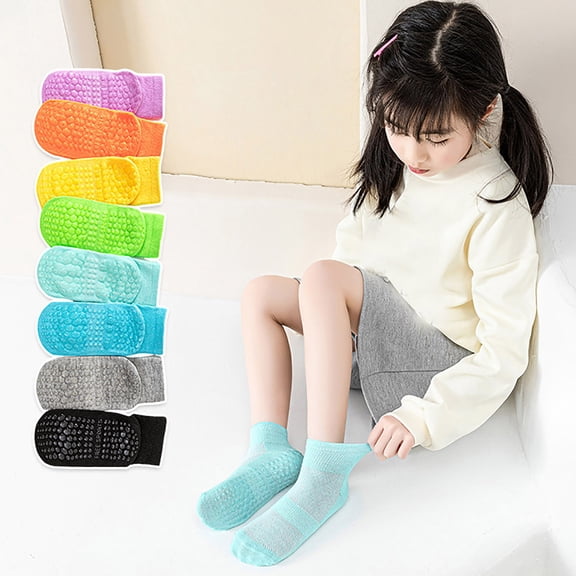 RTKFRFLM Baby Anti- Grip Socks Mesh Breathable Trampoline Socks for First Walkers Black 9-12 Years