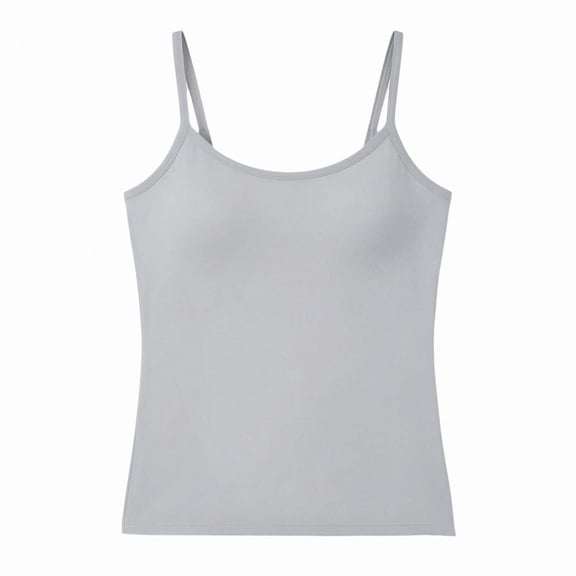 JGGSPWM Camisole Tops for Women Built in Bra Spaghetti Strap Tank Top Padded Casual Cami Shelf Bra Tanks Support Shapewear Gray XXXL