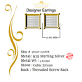 thumbnail image 4 of King of Bling's 925 Yellow 0.72ct Silver Cubic Zirconia Women's & Men's Hip Hop Square Earrings, 4 of 10