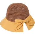 thumbnail image 5 of CoCopeaunts Summer Bucket Hat for Women Split Brim Bow Decor Dome Mesh Basin Hat Anti UV Two-Color Patchwork Fisherman Hats, 5 of 8