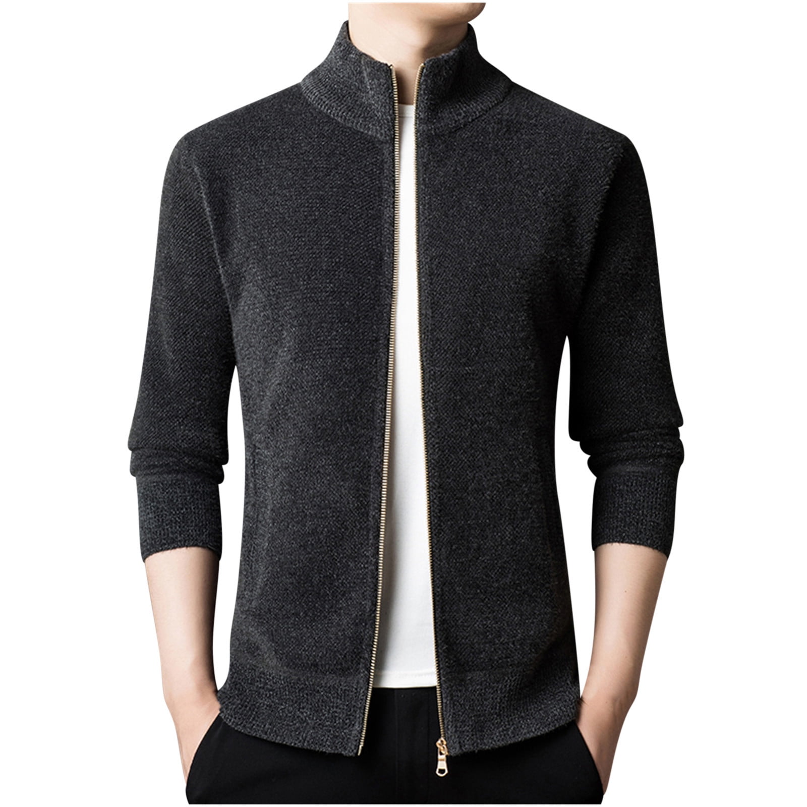 新品 ato 24AW STAND COLLAR ZIP CARDIGAN Men's Cardigan Stand Collar Zip Up Knit Jacket, Winter Warm