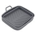 thumbnail image 2 of Lot de 2 pots de friteuse en silicone résistant à la chaleur, design rainuré facile à nettoyer, avec poignée, gris, 2 of 14