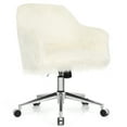 thumbnail image 1 of Costway Chaise de Bureau Pivotante en Fausse Fourrure Chaise de Tâche Réglable Chaise de Coiffeuse Duveteuse, 1 of 10