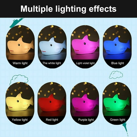 

Shebeky LED Shark Lamp Realistic Looking Adorable Appearance Glare-Free Rechargeable Wide Application Cute Cartoon Shark LED Bedside Lamp Children Toy for Home