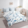 thumbnail image 2 of Feelyou Watercolor Fish Ocean Bedding Comforter Set for Kids Boys Girls, Star Coral Nautical Wildlife Queen Bedding Sets, Blue White, Reversible, 7pcs, 2 of 7