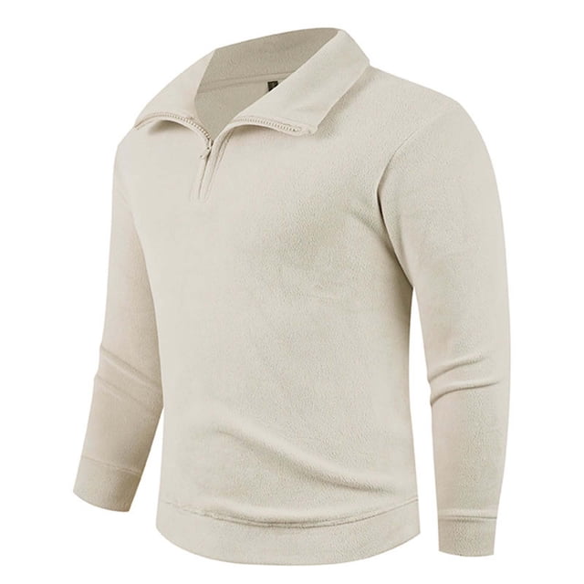 WRKEKC Hoodies Zip Up for Men Stylish Half Zip Collared Double Fleece Jacket Fall Warm Outdoor Casual Wear Easy To Layer
