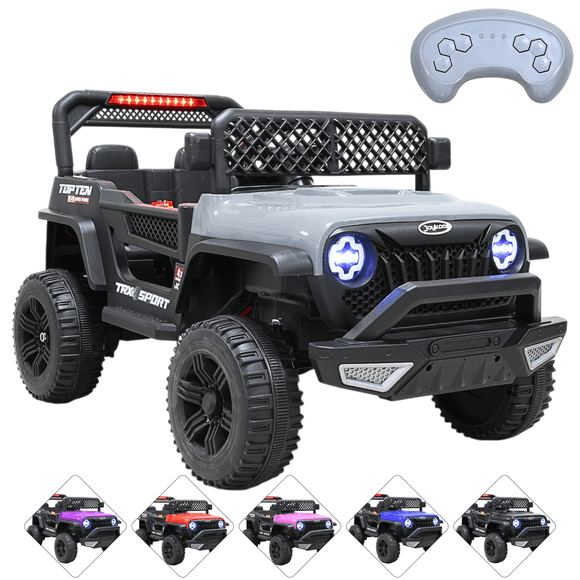 Camioneta Montable Eléctrica JOYKOO para Niños Luces y Bluetooth Música Control Remoto Doble Motor Modo Mecedora y Batería 12V - Gris