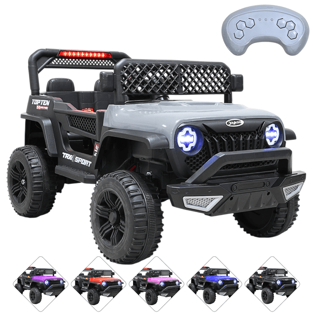 Camioneta Montable Eléctrica JOYKOO para Niños Luces y Bluetooth Música Control Remoto Doble Motor Modo Mecedora y Batería 12V - Gris