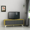 thumbnail image 2 of Ada Home Decor Furniture for TVs up to 58" 2 Tier Mustard Anthracite Tempo Modern TV Stand with Doors, 2 of 4