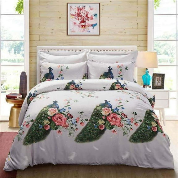 Pictorial Bedding Duvet Cover Set, King Size - Peacock