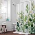 thumbnail image 5 of Watercolor Ombre Green Leaf Fabric Shower Curtain Plant Washable Shower Curtains for Bathroom, Waterproof Bath Curtain with Hooks Home Decor 72x72in, 5 of 8